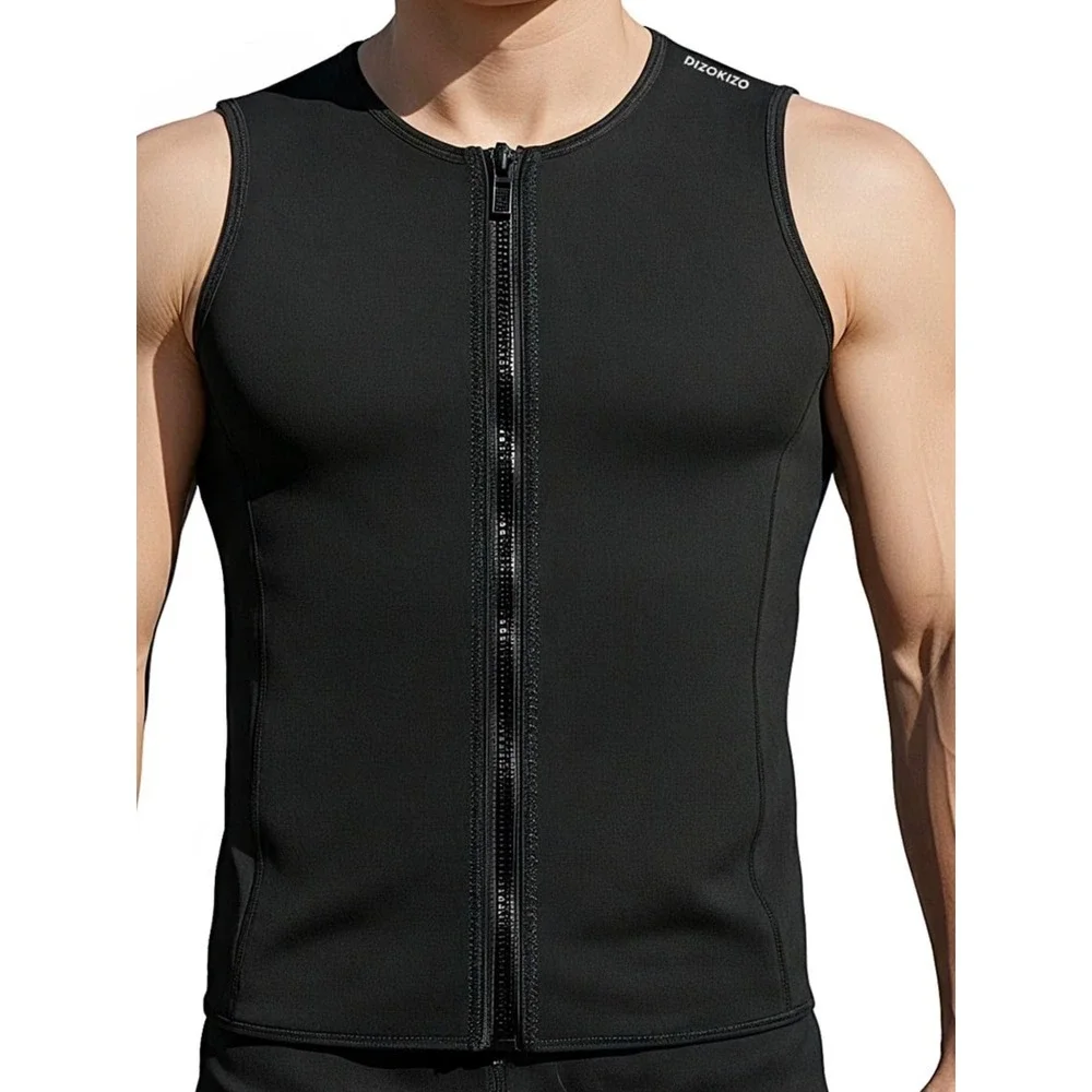 Dizokizo Wetsuit Vest Men S Black Excellent 3mm Neoprene Front Zip Sleeveless